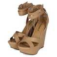 thumbnail image 5 of New Women Breckelles Vivi-24 Leathrette Open Toe Strappy Platform Wedge Sandal, 5 of 6