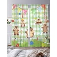 thumbnail image 3 of The Earth Dial Mouse Day Sheer Curtains 2 Panels Set Cute Triangular Flags Flowers Green Plaid Sheer Window Curtains Light Filtering Rod Pocket Voile Drapes for Bedroom Living Room 52"X84", 3 of 8