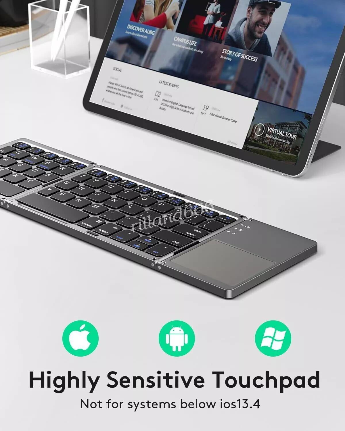Mini Folding Wireless Bluetooth Keyboard With Touchpad for Laptop Tablet Phone