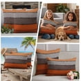thumbnail image 5 of Burnt Orange Grey Outdoor Waterproof Pillow Covers, Vintage Stripe Farmhouse Wood Grain Decorative Square Throw Pillowcase Sofa Cushion Sham for Patio/Couch/Chair, 20"x20" 2 Pack, 5 of 8