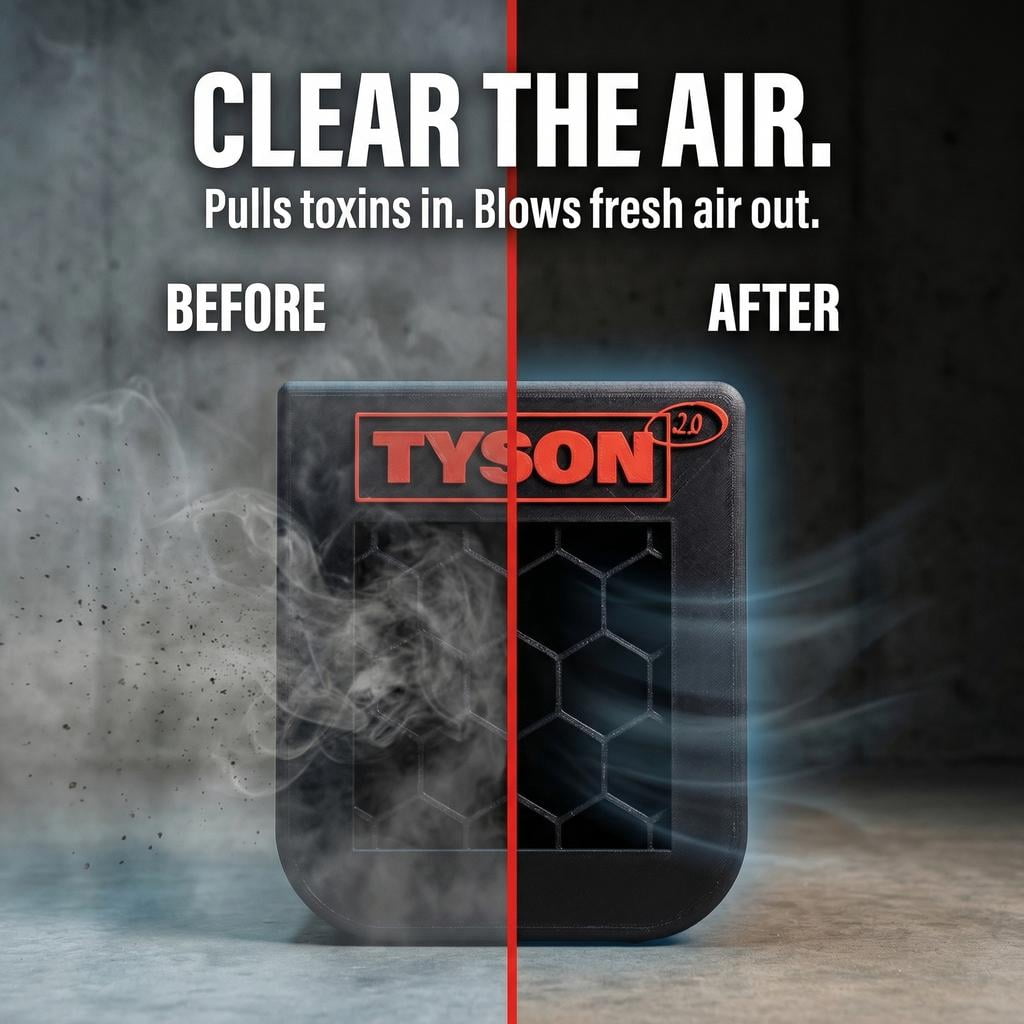 Mike Tyson, Portable Air Purifier, Removes odors, toxins & smoke and VOC's, HEPA & activated carbon, 100 sq. ft.,