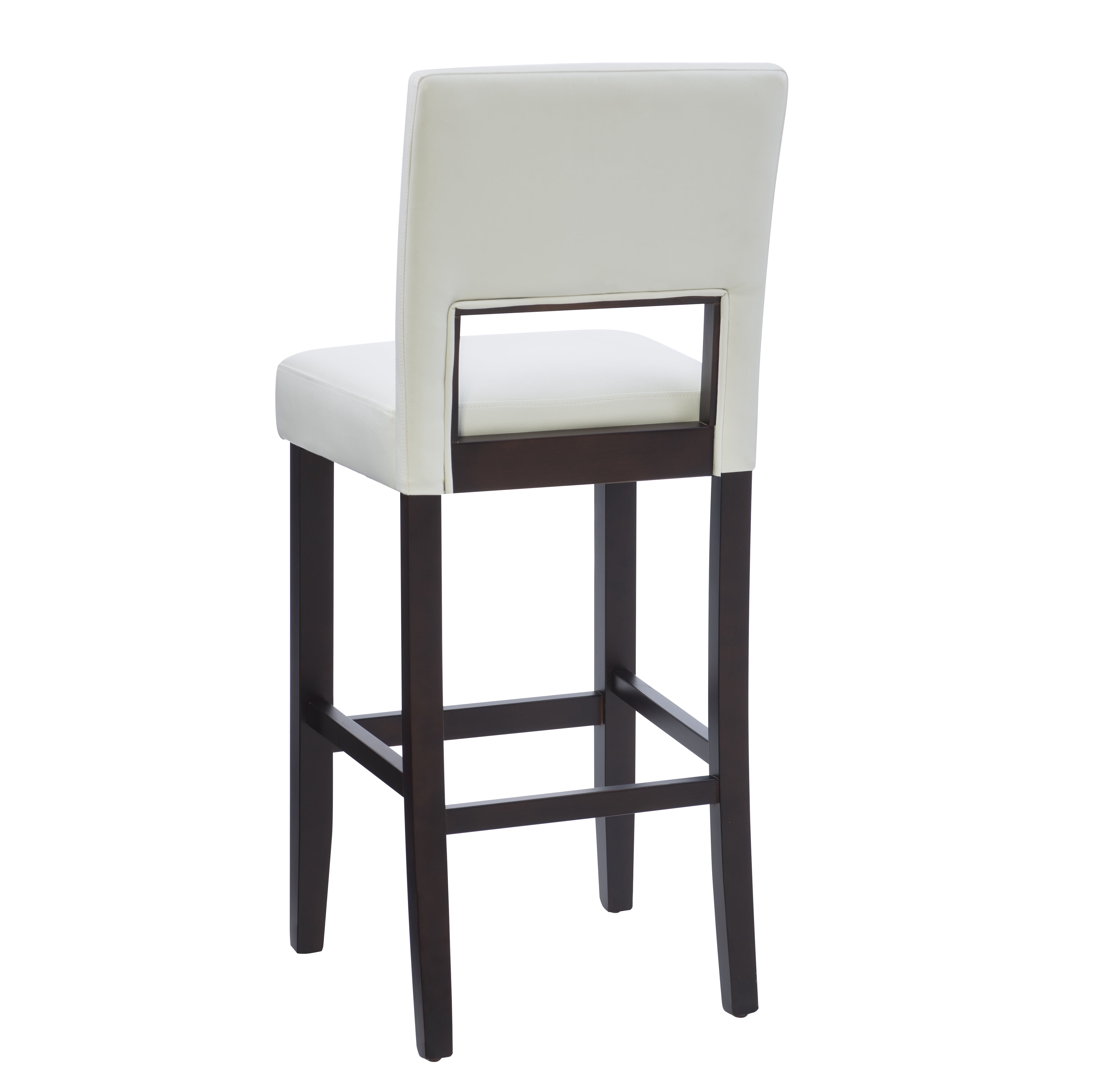 Linon Jevon 30" Mid Back Indoor Upholstered Bar Stool, Espresso/ White Faux Leather
