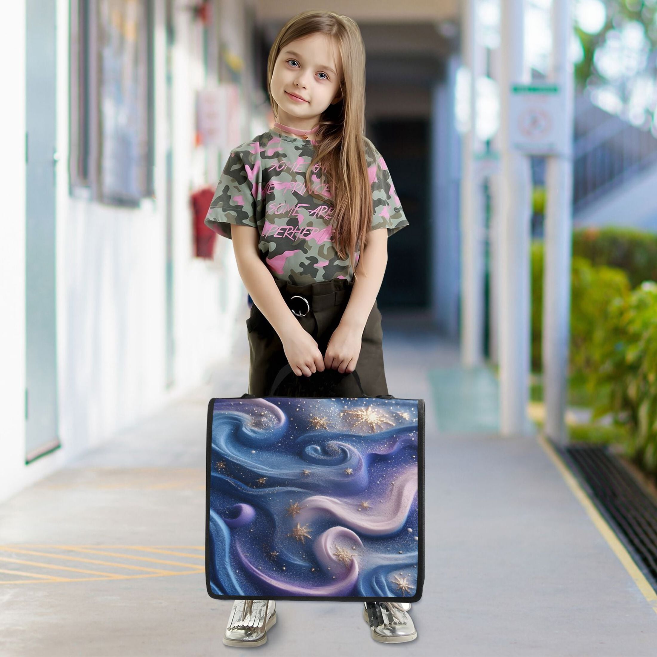 3 Ring Zipper Binder with Shoulder Strap Waterproof Trapper Keeper 2 Inch D-Ring 500 Sheets Capacity 3d Starry Sky