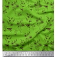 thumbnail image 1 of Soimoi Green Japan Crepe Satin Fabric Leaves & Flower Floral Print Fabric by Yard 42 Inch Wide, 1 of 1