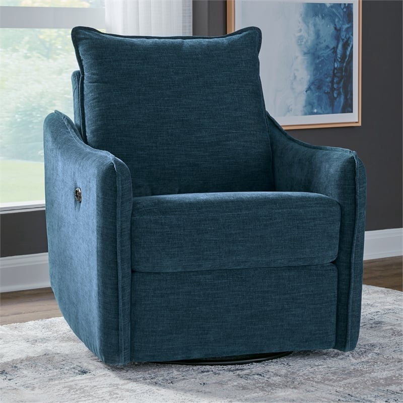 Signature Design by Ashley McBurg Navy Swivel Power Recliner
