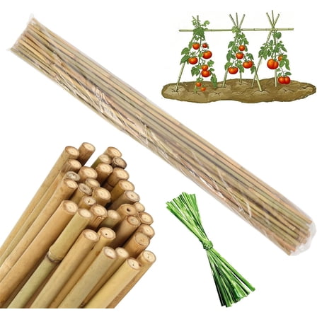 Bexikou 20Pcs Natural Bamboo Garden Stakes,17.7 inch Plant Support Stakes for Indoor & Outdoor Plants,Bamboo Sticks Plant Stakes for Orchid Tomato Vegetable