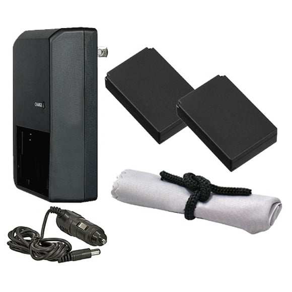 Canon EOS Rebel SL1 High Capacity 'Intelligent' Batteries (2 Units) + AC/DC Travel Charger + Nwv Direct Microfiber Cleaning Cloth.