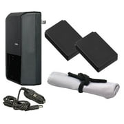 Canon EOS M10 High Capacity Intelligent Batteries 2 Units + AC/DC Travel Charger + Nwv Direct Microfiber Cleaning Cloth.