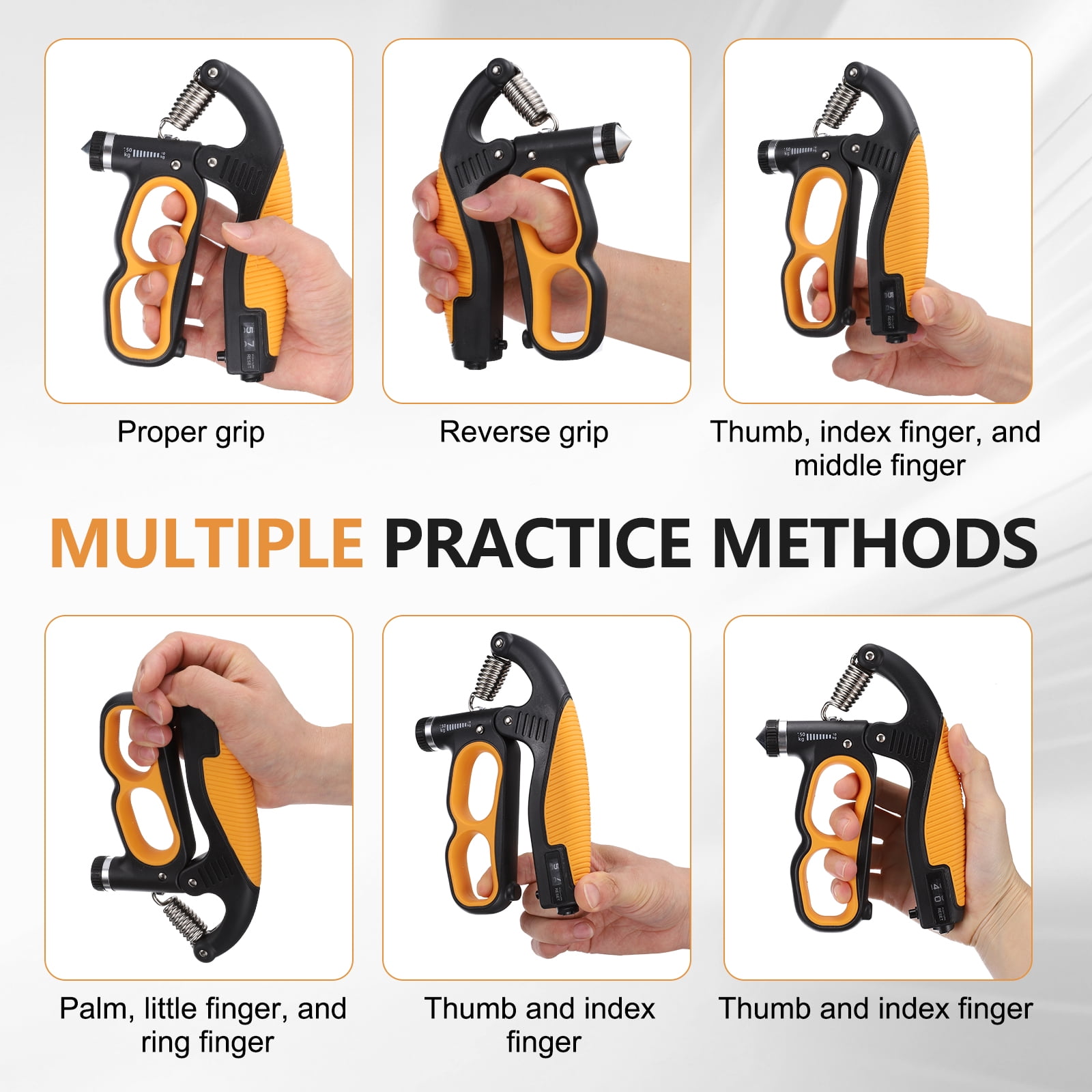 Hand Gripper Strengthener, Forearm Exerciser Resistance Grip Strength Trainer with Adjustable Resistance 22-330Lbs for Recovery Muscle Building & Fitness Workout, Gray