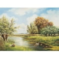 thumbnail image 2 of de Jong, Johan 32x25 Black Ornate Wood Framed with Double Matting Museum Art Print Titled - A natural peace, 2 of 4