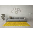 thumbnail image 3 of Ahgly Company Machine Washable Indoor Square Oriental Yellow Modern Area Rugs, 6' Square, 3 of 4