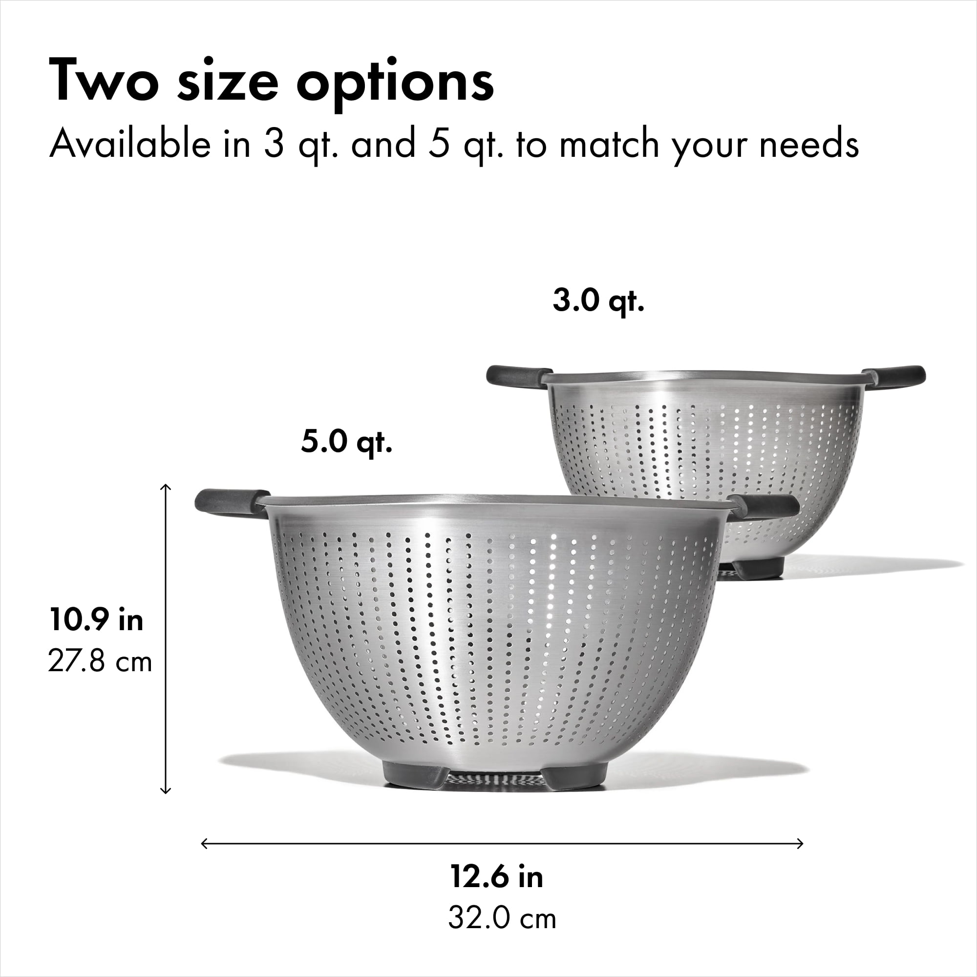 OXO SoftWorks 5 Quart Stainless Steel Colander with Soft Non-Slip Handles and Elevated Base