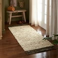 thumbnail image 2 of TOWN & COUNTRY TERRA Montana Textured Border Handcrafted 100% Wool Runner Area Rug, Beige/Dark Brown, 2'5"x7", 2 of 9