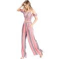 thumbnail image 2 of A. Calin Women's Juniors Nautical Crop Top Palazzo Pants Matching Separates Set (Large, Pink), 2 of 3
