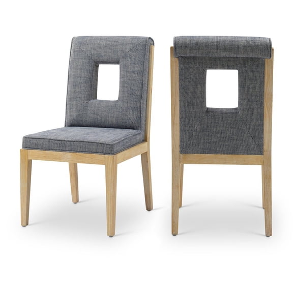 Meridian Furniture Gwendolyn Navy Linen Textured Dining Side Chair (Set of 2)