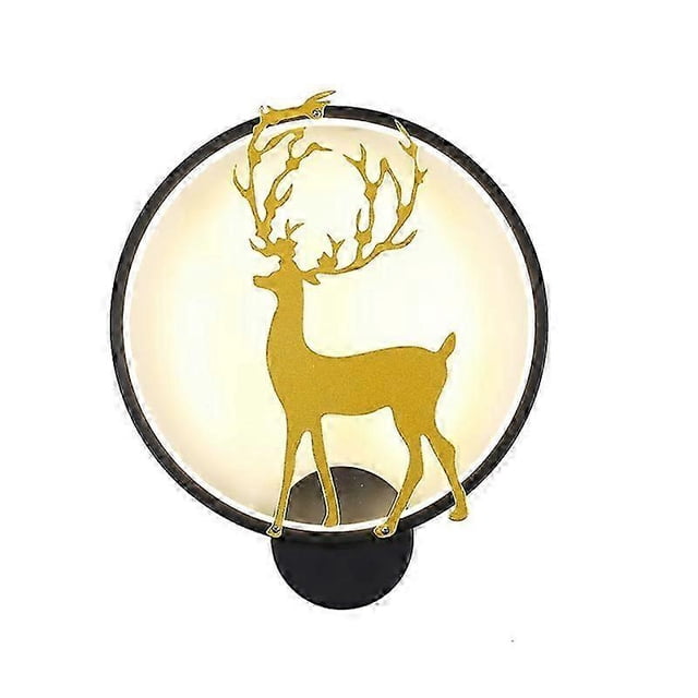 Nordic Elk wall lamp,bedside lamp in the bedroom modern minimalist creative LED lamp,Black,warm light
