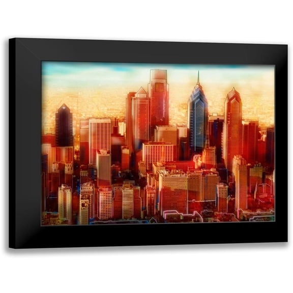 PI Studio 14x12 Black Modern Framed Museum Art Print Titled - Philadelphia Skyline