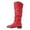 Red, variant on Women’s Mid-Calf Boots Long Boots With Square Heels Pleated Upper High Shaft Plus Size Lace Up