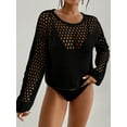 thumbnail image 5 of Bsubseach Bathing Suit Cover Up for Women Hollow Out Crochet Tops Round Neck Beach Coverups, 5 of 8