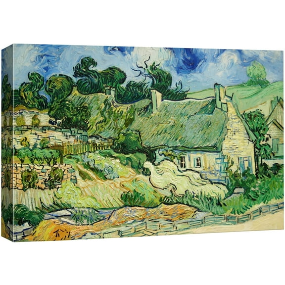 wall26 Canvas Print Wall Art Couple Walking & Crescent Moon by Master Artist Vincent Van Gogh Nature Wilderness Illustrations Fine Art Relax/Calm Multicolor for Living Room, Bedroom, Office - 16&