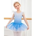 thumbnail image 2 of Oudiya Girls Ruffle Sleeve Shiny Ballet Leotard Tutu Dance Dresses for Ballerina Kids 3-11Y, 2 of 7