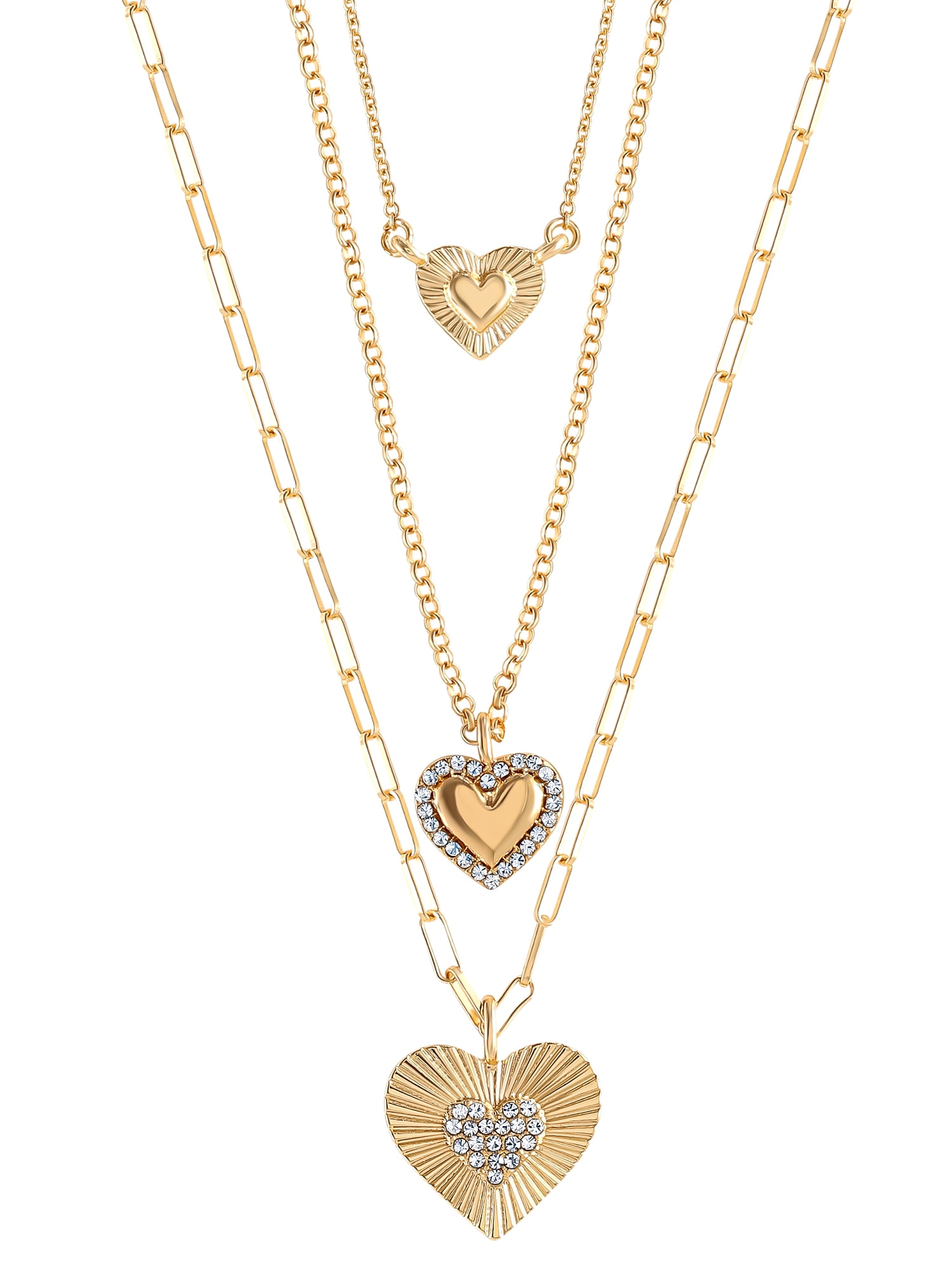 Jessica Simpson Fashion Gold Metal Layer Heart Necklace