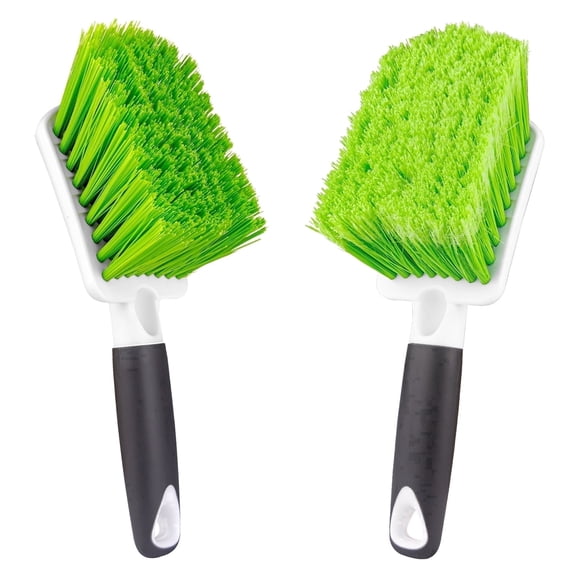 ITTAHO Tire Brush, Soft Bristle Car Cleaning & Multipurpose Upholstery Wheel Brush with Non-Slip Grip - 2 Pack