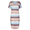thumbnail image 5 of Sexy Dance Women Nightgown Dress Sleepwear Short Sleeves Shirt Casual Striped Print Sleepdress Soft Sleepshirt Loose Fit Loungewear, 5 of 6