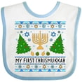 thumbnail image 3 of Inktastic My 1st Chrismukkah Sweater Style with Menorah and Trees Boys or Girls Baby Bib, 3 of 4
