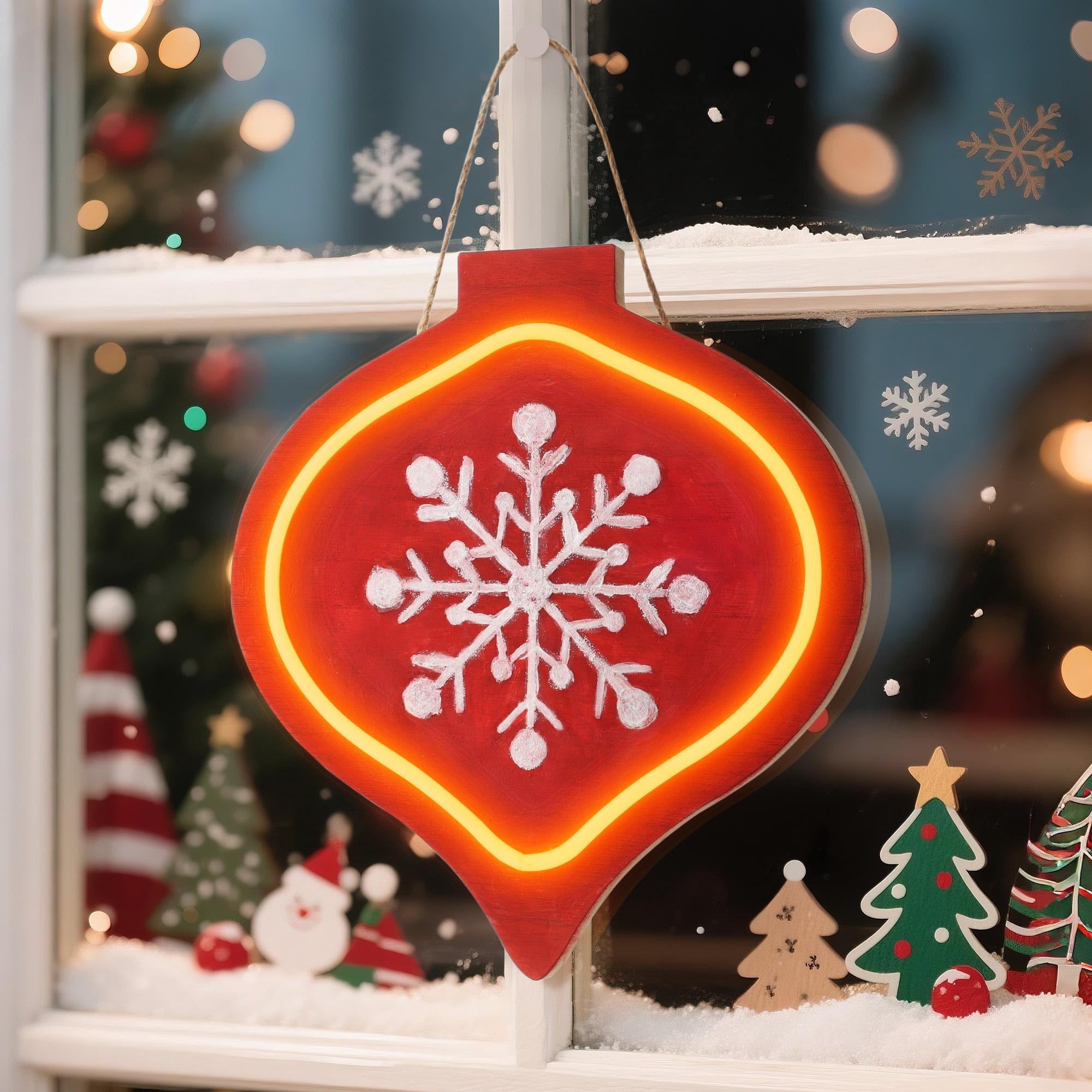 Hello Hobby LED Unfinished Ornament Plaque, MDF Wood Surface, 10.04 in x 0.65 in x 10.93 in