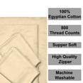 thumbnail image 7 of 4 Piece Zipper Sheet Set Includes (1 Zipper Fitted Sheet, 1 Flat Sheet And 2 Zipper PillowCase) with 12 Inch Deep Pocket 800 TC 100% Egyptian Cotton-Solid Ivory Color, Cal King Size, 7 of 7