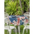 thumbnail image 3 of Outdoor Tablecloth with Umbrella Hole for Patio/Picnic/Party/Camping, Independence Day Waterproof Table Cloth Round Cover Washable, American Flag Love Heart Star Rustic (Dia 60"), 3 of 9