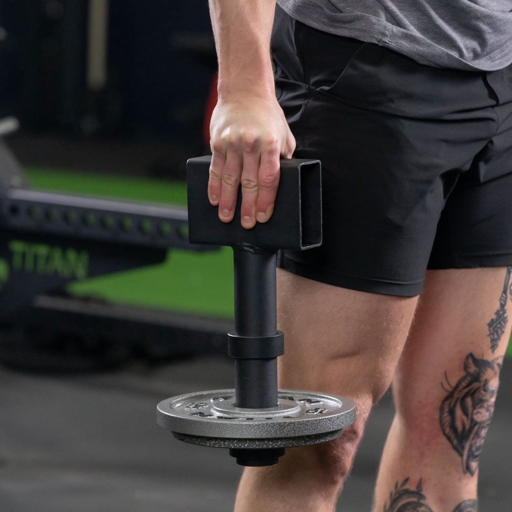 Titan Fitness Plate-Loaded Leverage Block Fits Olympic-Sized Weight Plates, Strongman Grip Strength Training, Pinch Training, Perform Curl Movements, Static Pinch Training, Swinging Motions