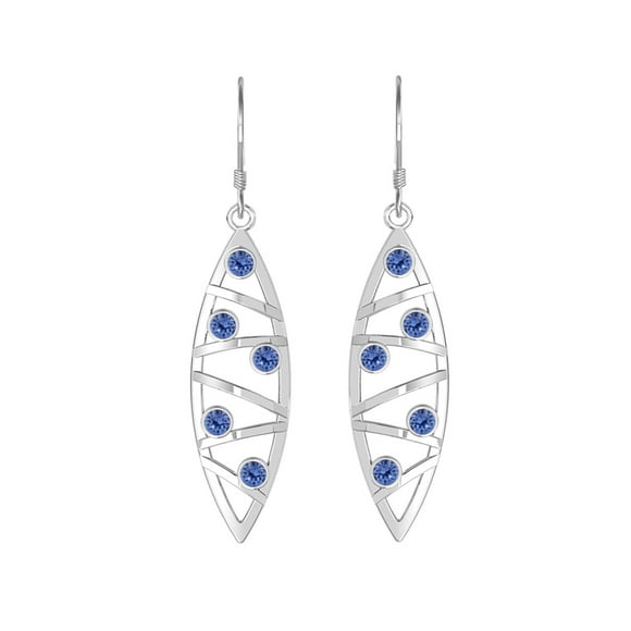Swarovski Sapphire Earrings Silver Plated Brass Dangling Earrings for women