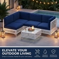 thumbnail image 3 of LAZZO 5-Piece Patio Furniture Set, Outdoor Wicker Conversation Set with Thick Cushions & Coffee Table for Backyard and Garden, Blue, 3 of 10