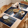 thumbnail image 5 of Summer Blue Gold Placemats Set of 4 Modern Coastal Ocean Wave Place Mats Indoor Wipeable Table Mats Washable Cloth Dining Table Placemats for Kitchen Holiday Party Home Decor 13x19 Inch, 5 of 9