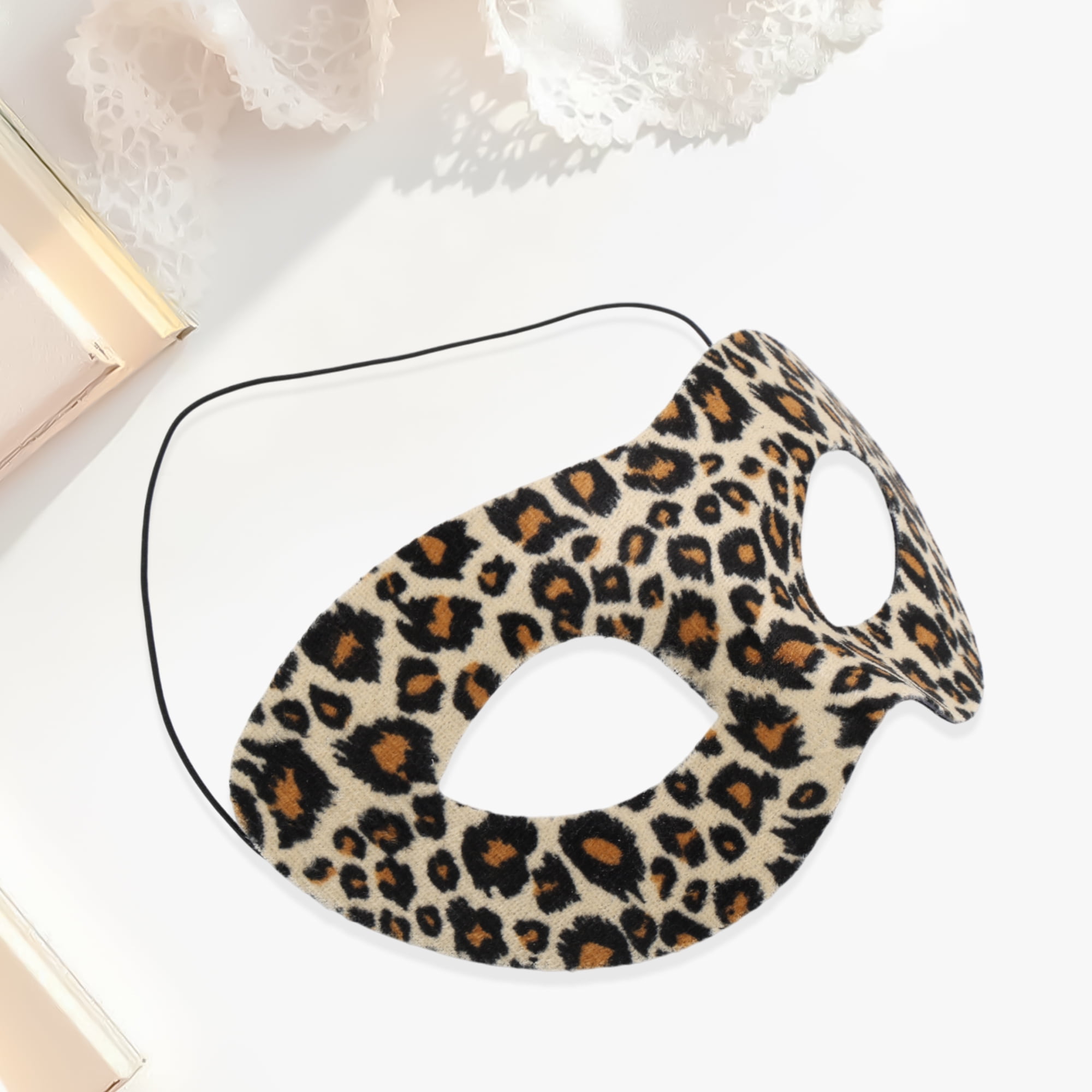 Unique Bargains 1 Pack Leopard Print Party Mask Brown, Black, Beige