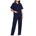 thumbnail image 1 of TopLLC Ensemble de Sarrau Mode pour Femme à Col en V et Manches Courtes, Uni, TG, 1 of 7