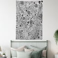thumbnail image 4 of Doodle Tapestry, Hipster Inspired Abstract Drawing Cupcake Tea Umbrella Leaves and Many Other Shapes, Wall Hanging for Bedroom Living Room Dorm Decor, 60W X 80L Inches, Black White, by Ambesonne, 4 of 5