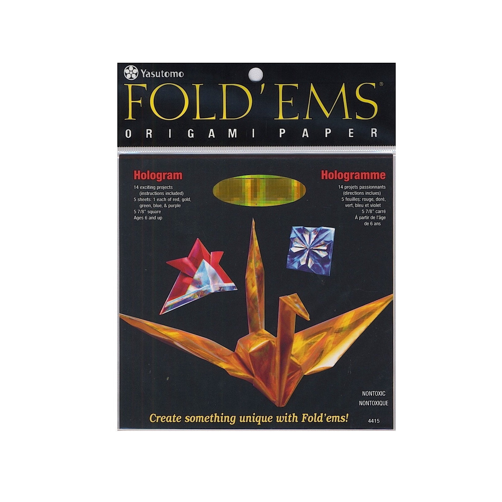 Fold'ems Origami Paper 10 metallic colors, 5 7/8 in., pack of 36 (pack of 3)