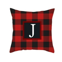 SDJMa Red and Black Buffalo Check Plaid Pillow Cover Farmhouse Home Decor Square Letter Monogram Throw Cushion Case for Car Couch Sofa 18 x 18 Inch Linen Pillowcase