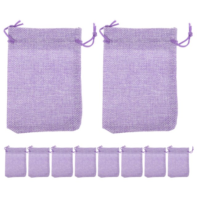 unbranded 10Ud Bolsa De Lino Morada Con Cordón Para Joyería Regalo Y Almacenamiento Con Material Ecológico