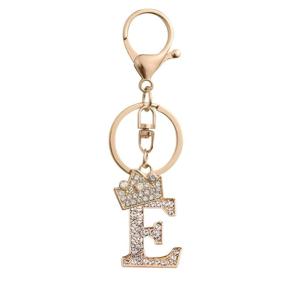 Fashion Diamond Encrusted Metal Letter Jewelry Foreign Trade Alloy Flash Diamond 26 English Letter Keychains Bag Accessories