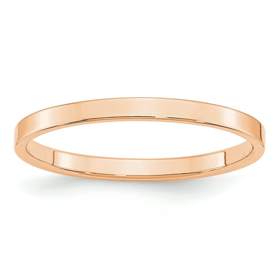 Primal Gold 10 Karat Rose Gold 2mm Lightweight High Polished Flat Wedding Band