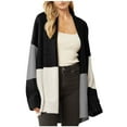 thumbnail image 2 of Pntutb Ladies Colorblock Suéter Tejido Manga Larga Solapa Sin Capucha Casual Chaqueta Rebeca Liquidación Pntutb Pntutb-4840, 2 of 6