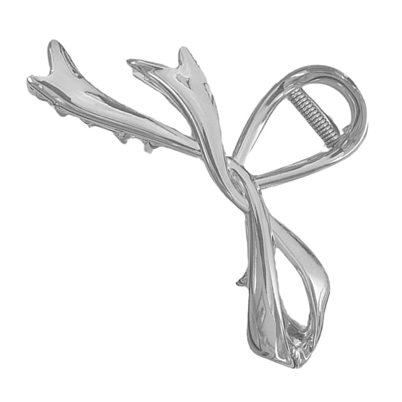 UPOUART Big Bow Hair Claw Clips Hair Accessory for Women Silver Alloy 1Set