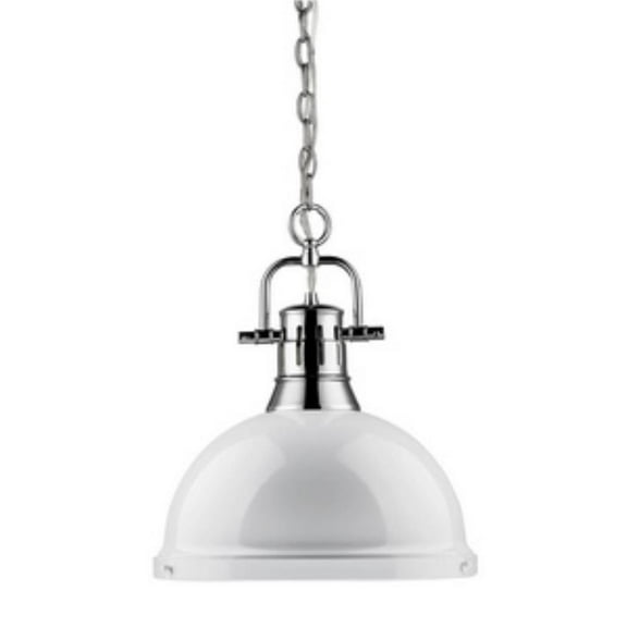 1 Light Chain Pendant in Classic Style 16.88 inches High By 14 inches Wide-Chrome Finish-White Shade Color Bailey Street Home 170-Bel-4159575