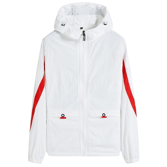 Fgnfyis Jackets for Men Casual Zippered Sun Protective Jacket for Summer Outdoor Activities Breathable and Stylish Mens Winter Coat White1 M