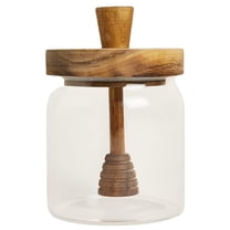 ACDANC Glass Honey Pot Home Kitchen Honey Jar with Wooden Dipper and Lid Honey Container