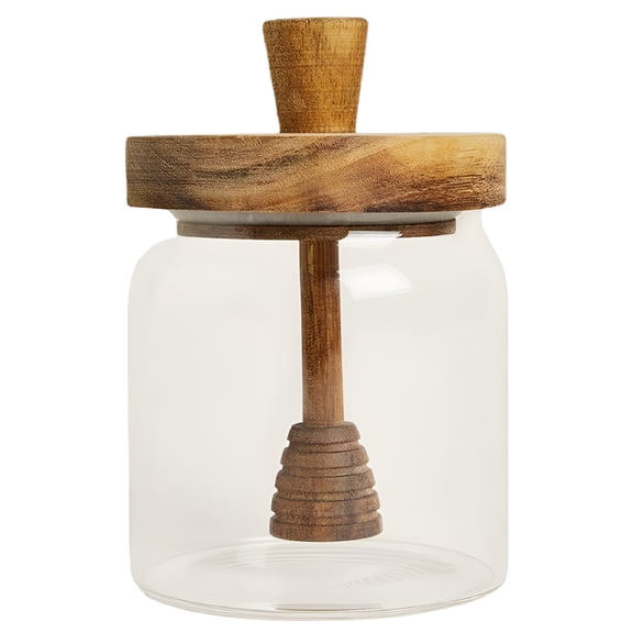 ACDANC Glass Honey Pot Home Kitchen Honey Jar with Wooden Dipper and Lid Honey Container